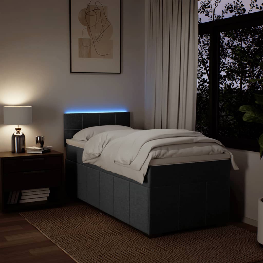 Sommier à lattes de lit avec matelas Gris foncé 100x200cm Tissu Lits & cadres de lit vidaXL