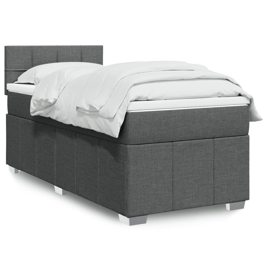 Sommier à lattes de lit avec matelas Gris foncé 100x200cm Tissu Lits & cadres de lit vidaXL