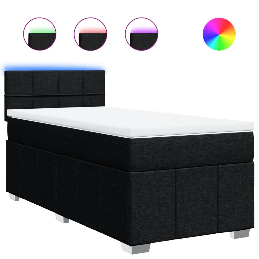 Sommier à lattes de lit avec matelas Noir 100x200 cm Tissu - XIOS