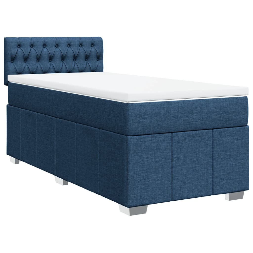 Sommier à lattes de lit avec matelas Bleu 100x200 cm Tissu - XIOS