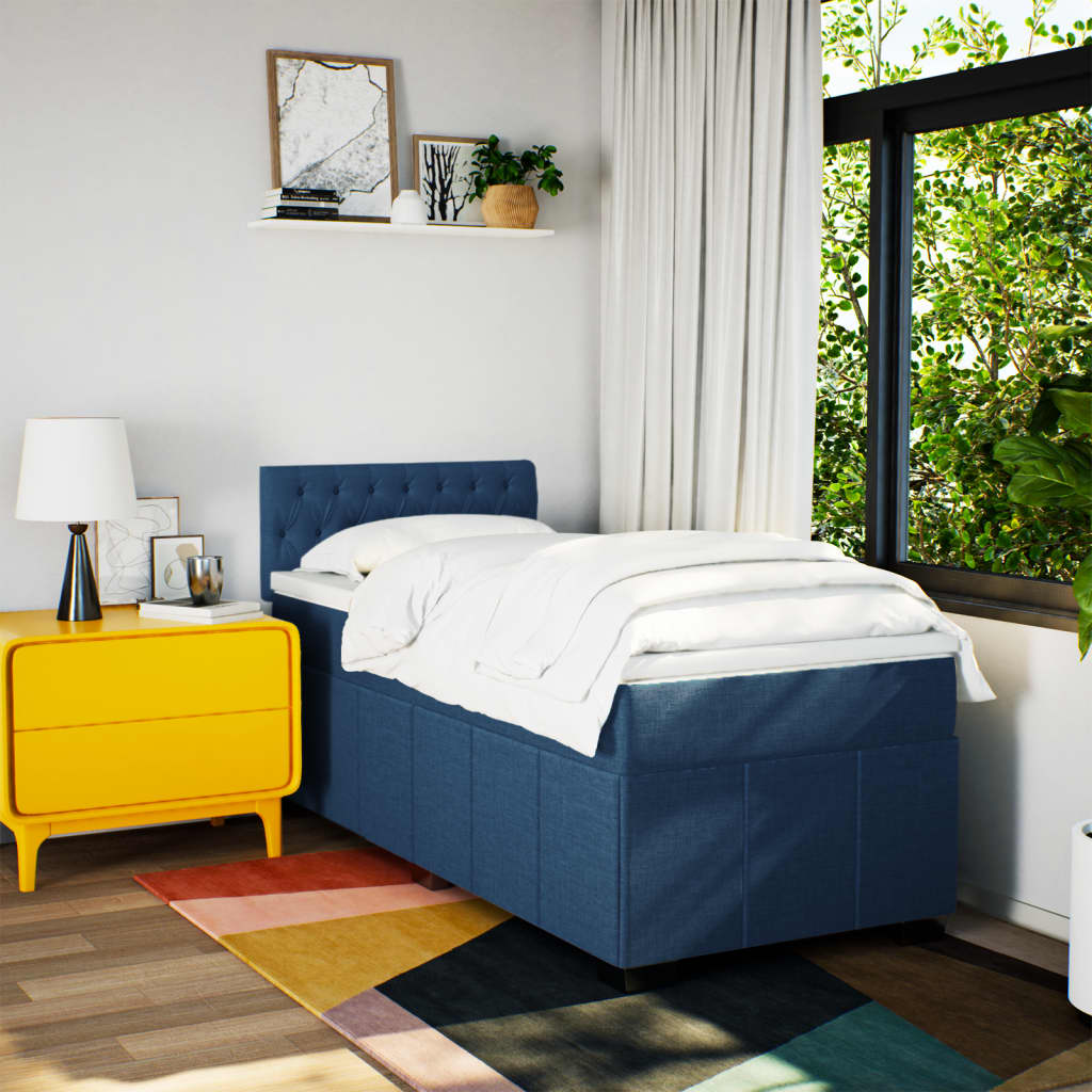 Sommier à lattes de lit avec matelas Bleu 100x200 cm Tissu - XIOS