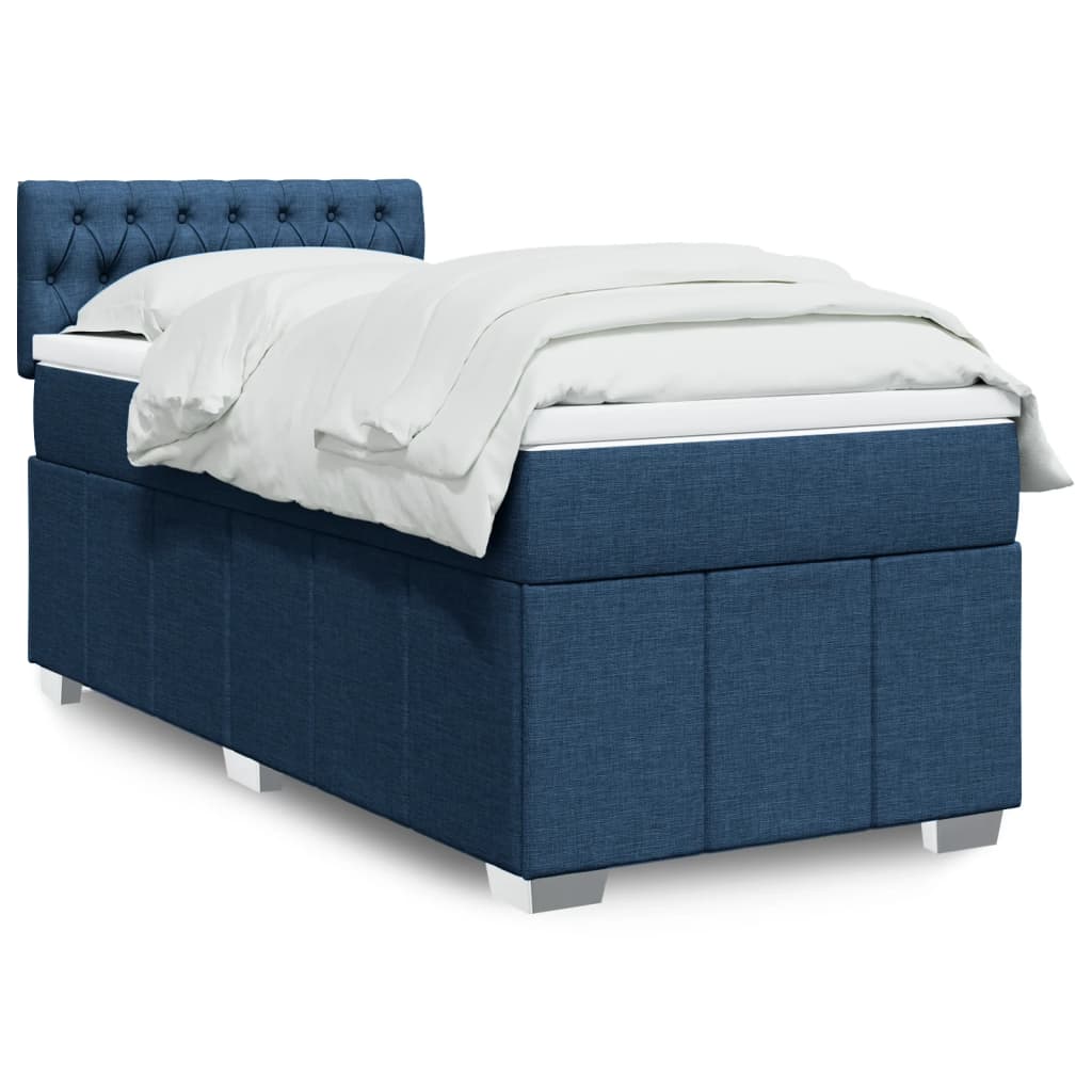 Sommier à lattes de lit avec matelas Bleu 100x200 cm Tissu - XIOS