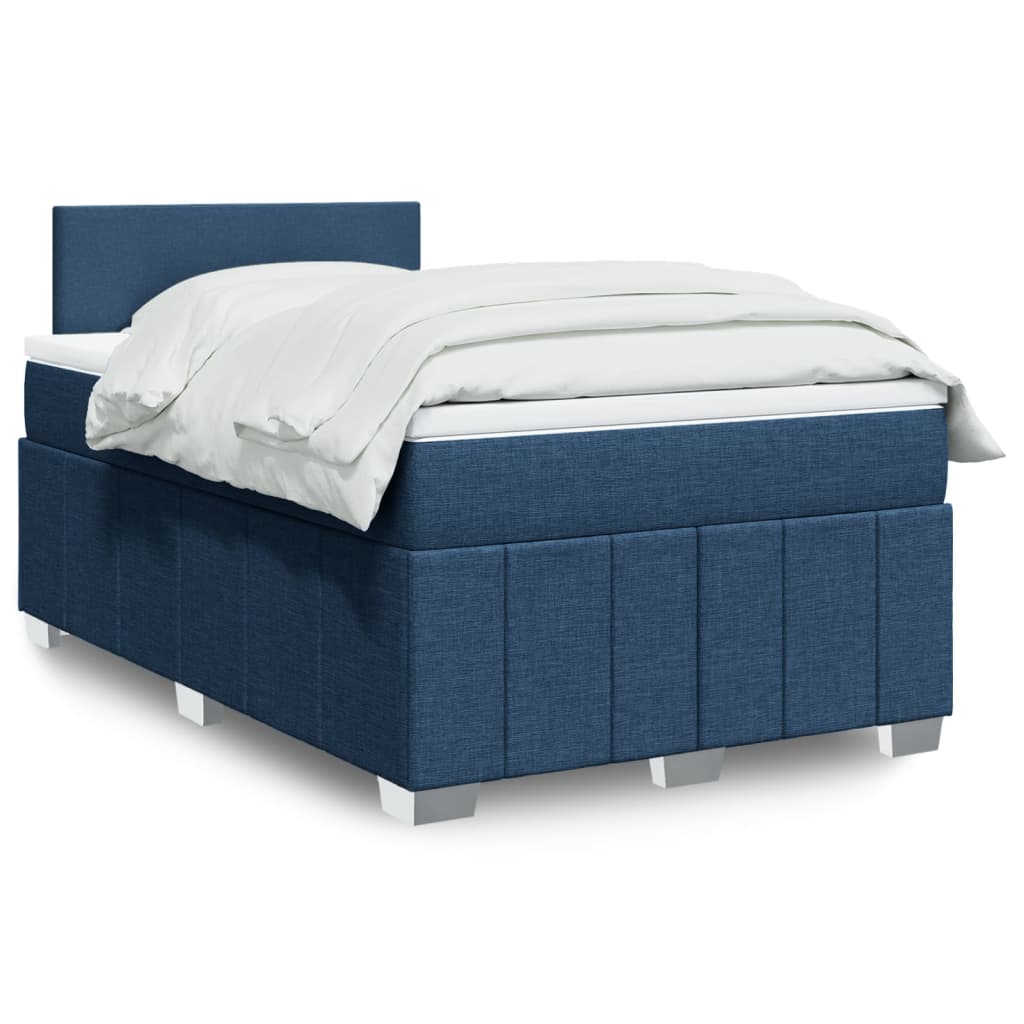Sommier à lattes de lit avec matelas bleu 120x190 cm tissu - XIOS
