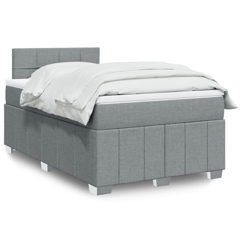 Sommier à lattes de lit et matelas gris clair 120x190 cm tissu - XIOS