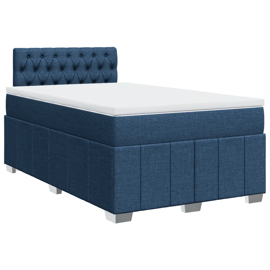 Sommier à lattes de lit avec matelas bleu 120x190 cm tissu - XIOS