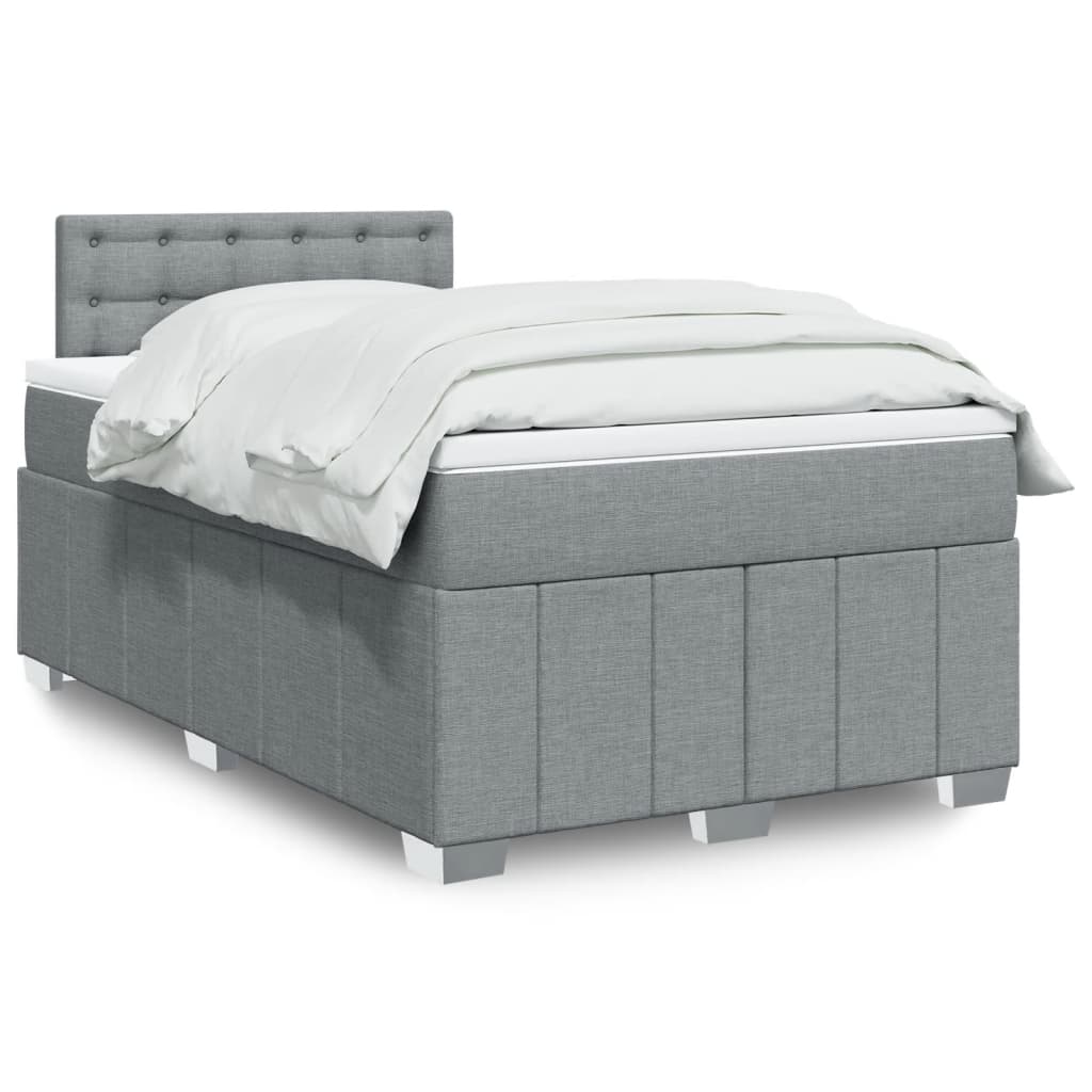 Sommier à lattes de lit et matelas gris clair 120x190 cm tissu - XIOS