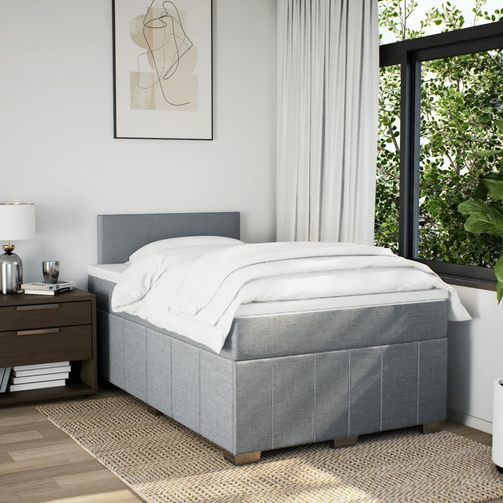 Sommier à lattes de lit avec matelas Gris clair 120x200cm Tissu - XIOS