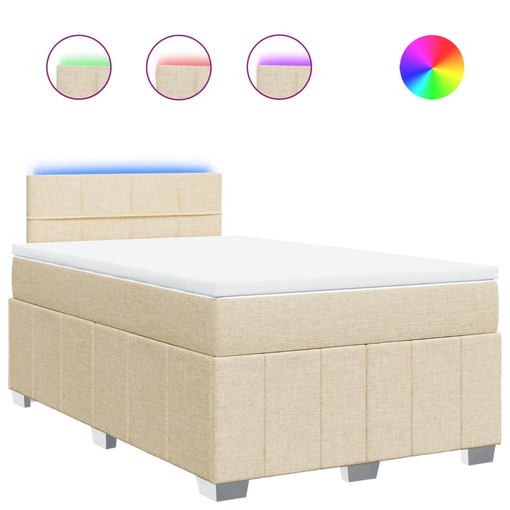 Sommier à lattes de lit avec matelas Crème 120x200 cm Tissu