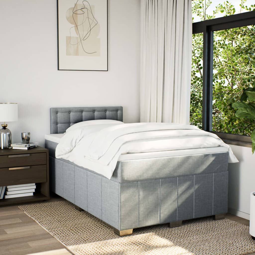Sommier à lattes de lit avec matelas Gris clair 120x200cm Tissu - XIOS