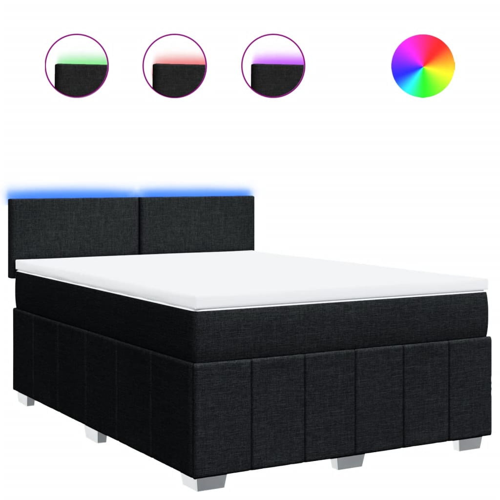 Sommier à lattes de lit avec matelas Noir 140x190 cm Tissu - XIOS