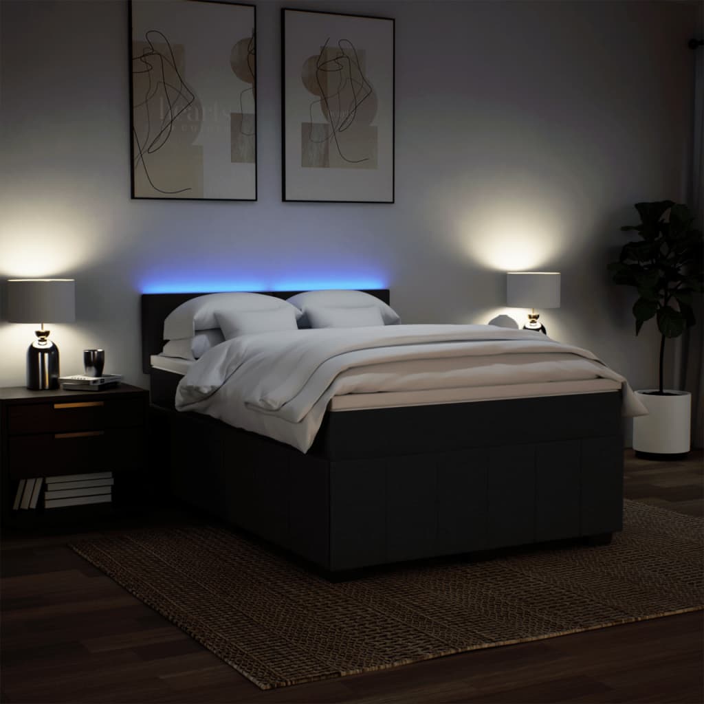 Sommier à lattes de lit avec matelas Noir 140x190 cm Tissu - XIOS