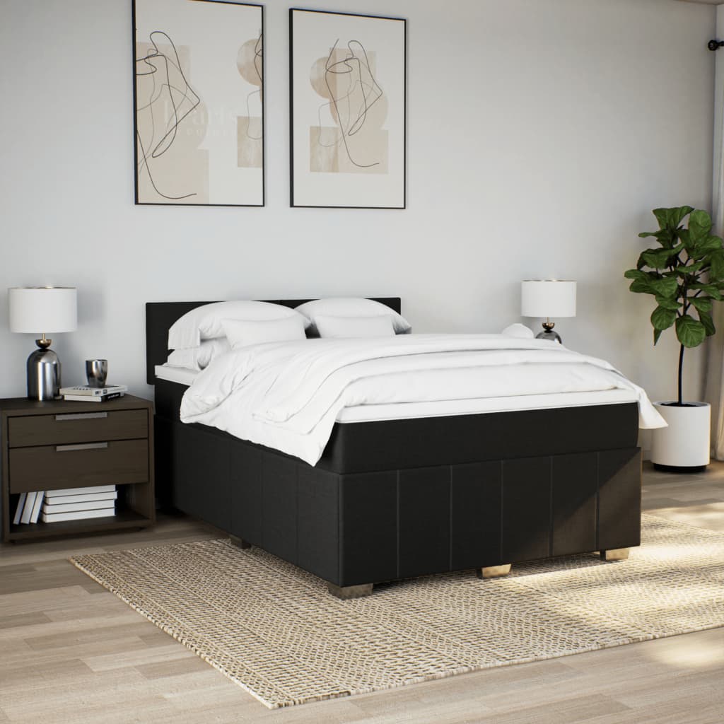 Sommier à lattes de lit avec matelas Noir 140x190 cm Tissu - XIOS