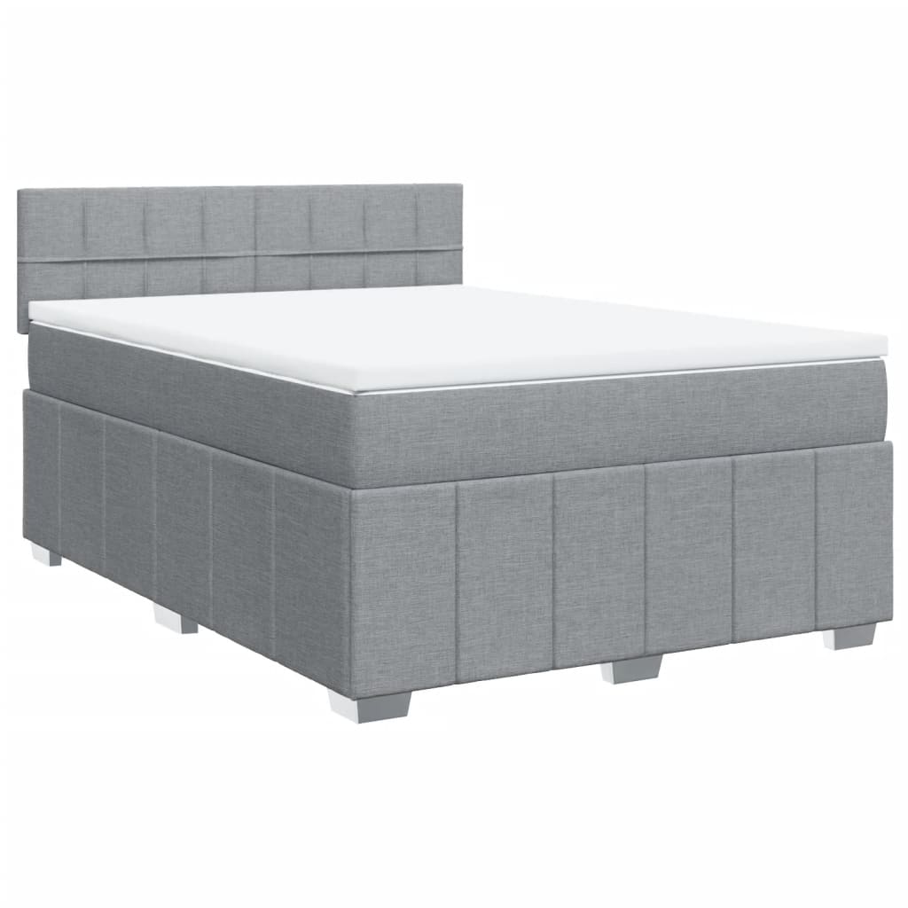 Sommier à lattes de lit avec matelas Gris clair 140x190cm Tissu - XIOS