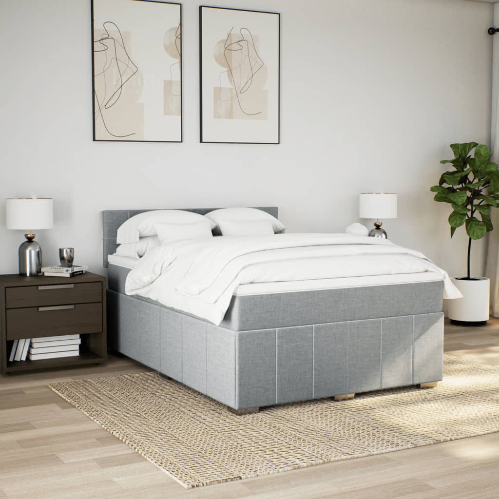 Sommier à lattes de lit avec matelas Gris clair 140x190cm Tissu - XIOS
