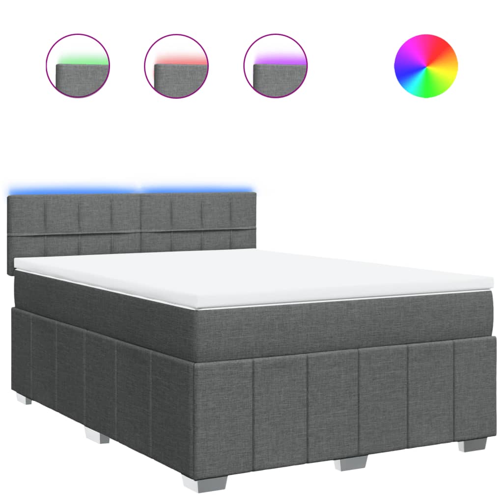 Sommier à lattes de lit avec matelas Gris foncé 140x190cm Tissu - XIOS