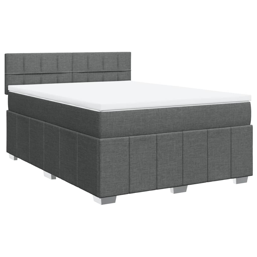 Sommier à lattes de lit avec matelas Gris foncé 140x190cm Tissu - XIOS