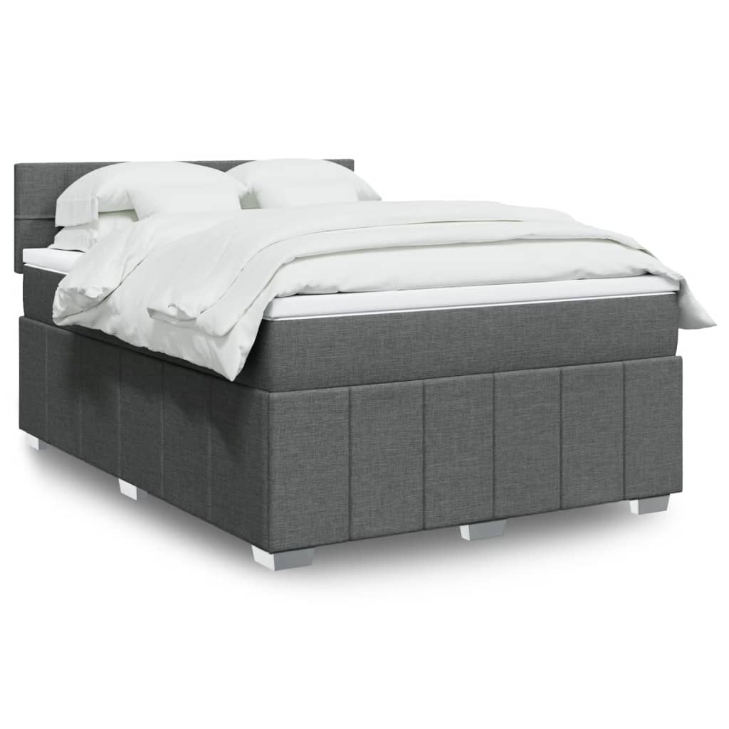 Sommier à lattes de lit avec matelas Gris foncé 140x190cm Tissu - XIOS