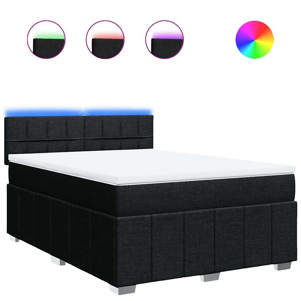Sommier à lattes de lit avec matelas Noir 140x190 cm Tissu - XIOS