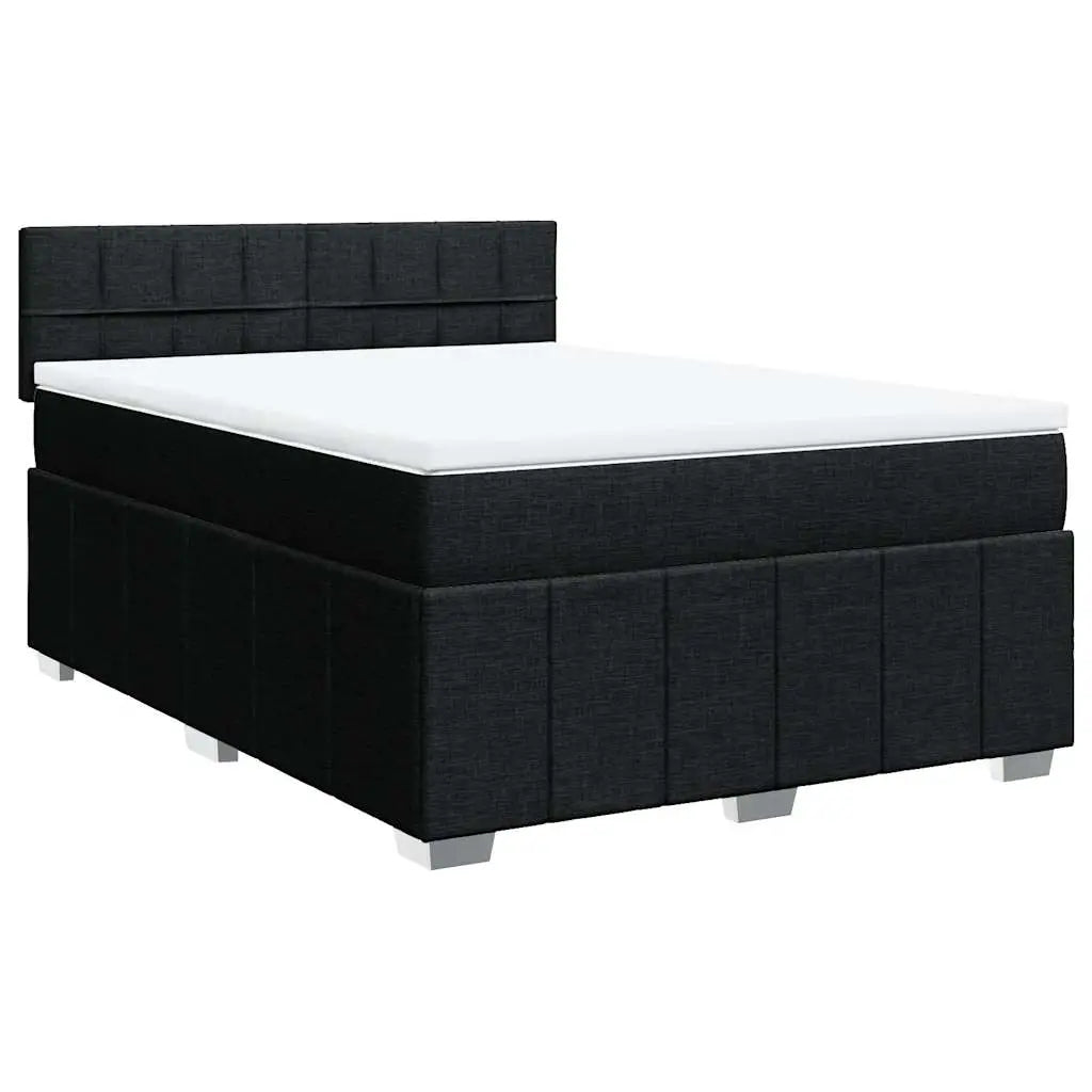 Sommier à lattes de lit avec matelas Noir 140x190 cm Tissu - XIOS