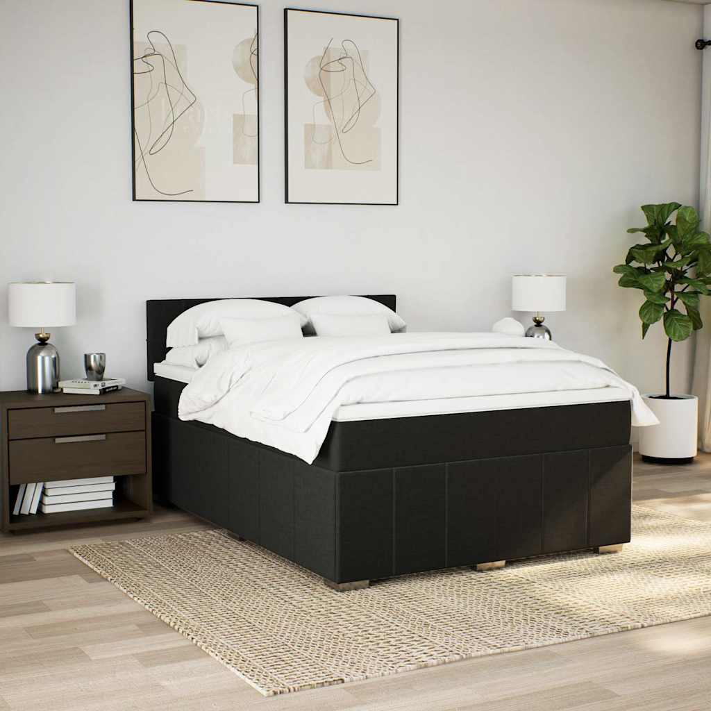 Sommier à lattes de lit avec matelas Noir 140x190 cm Tissu - XIOS