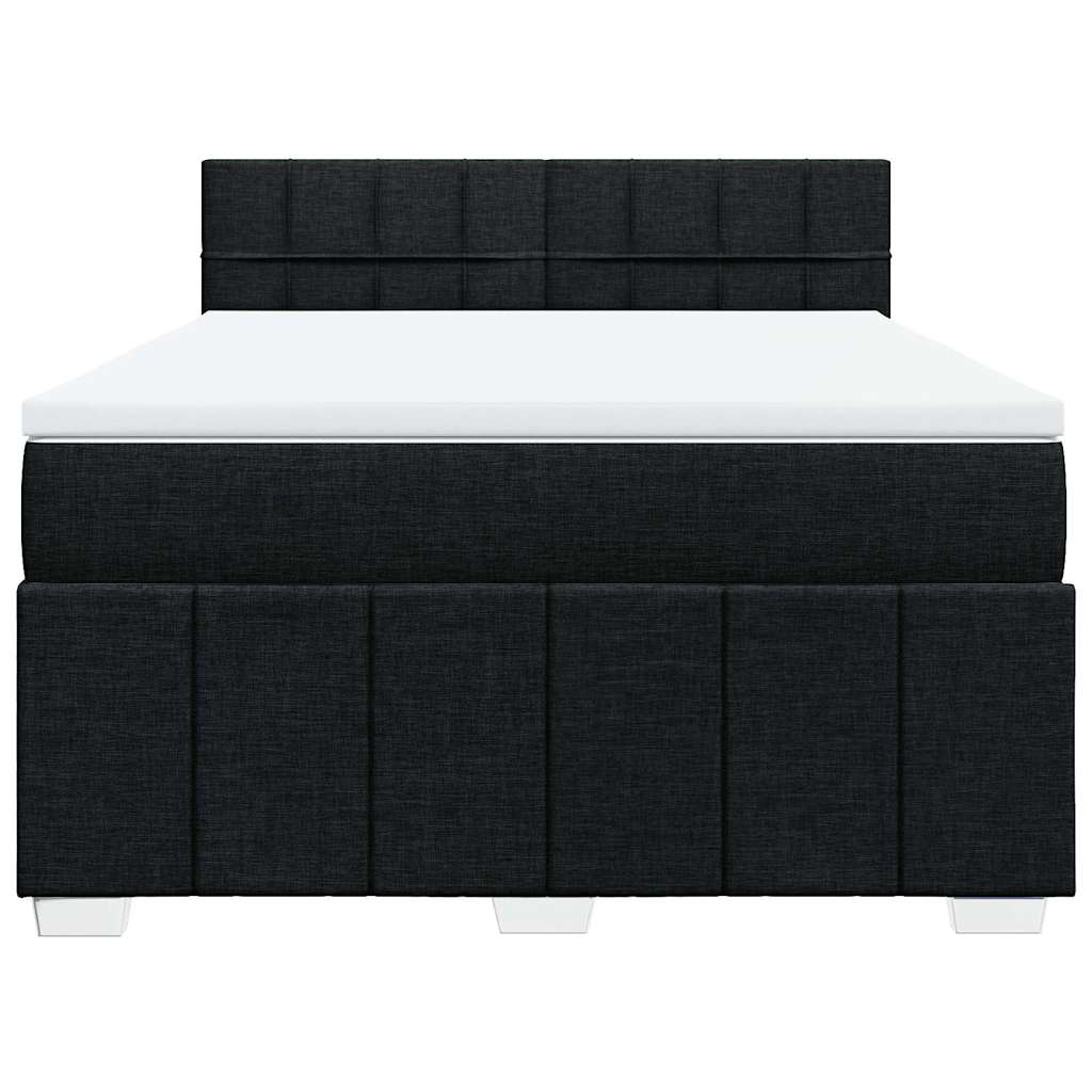 Sommier à lattes de lit avec matelas Noir 140x190 cm Tissu - XIOS