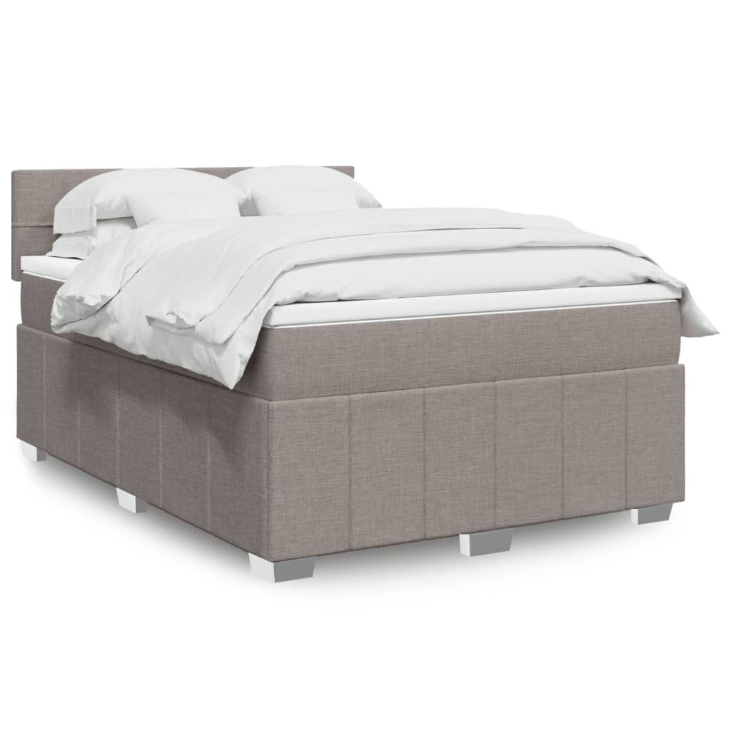 Sommier à lattes de lit avec matelas Taupe 140x190 cm Tissu - XIOS