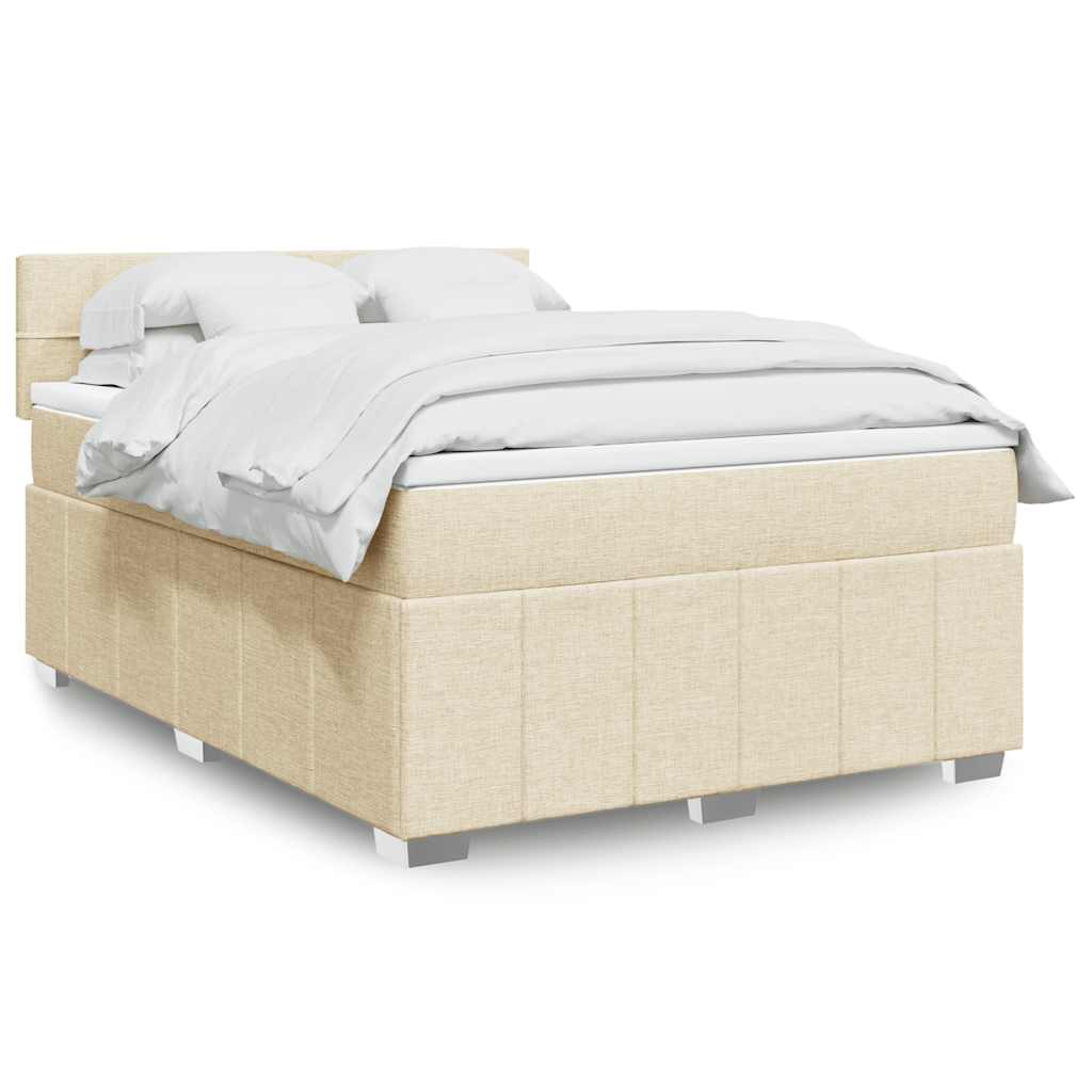 Sommier à lattes de lit avec matelas Crème 140x190 cm Tissu - XIOS