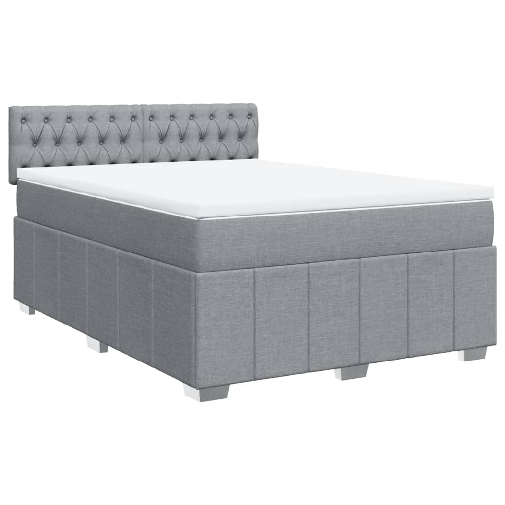 Sommier à lattes de lit avec matelas Gris clair 140x190cm Tissu - XIOS