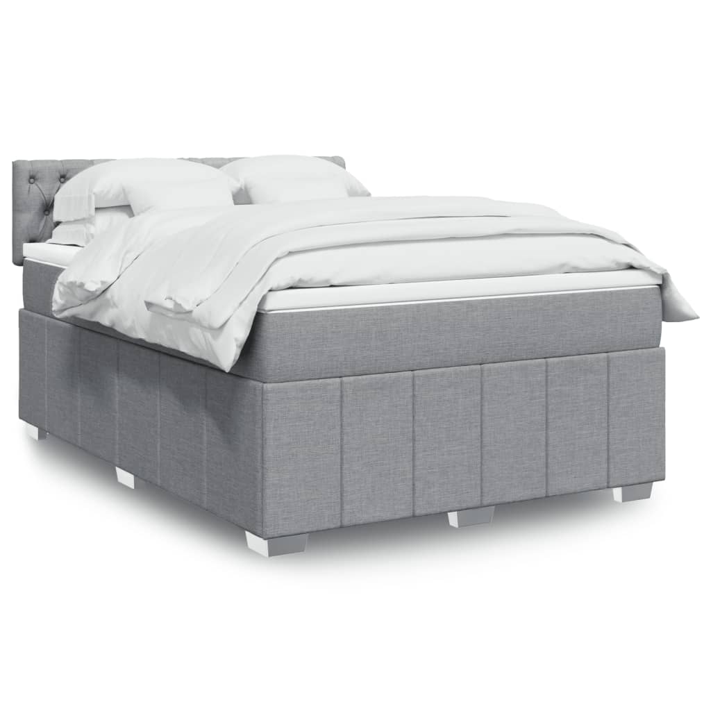 Sommier à lattes de lit avec matelas Gris clair 140x190cm Tissu - XIOS