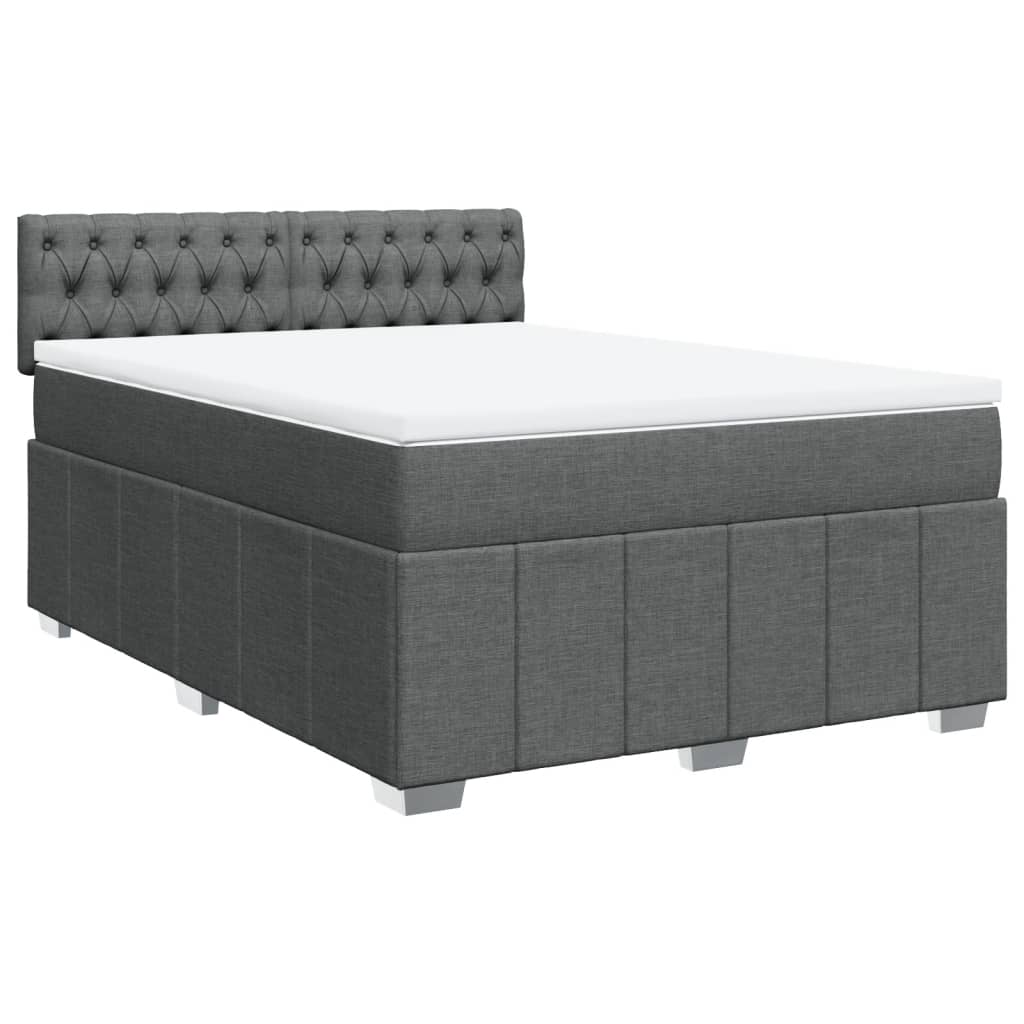 Sommier à lattes de lit avec matelas Gris foncé 140x190cm Tissu - XIOS