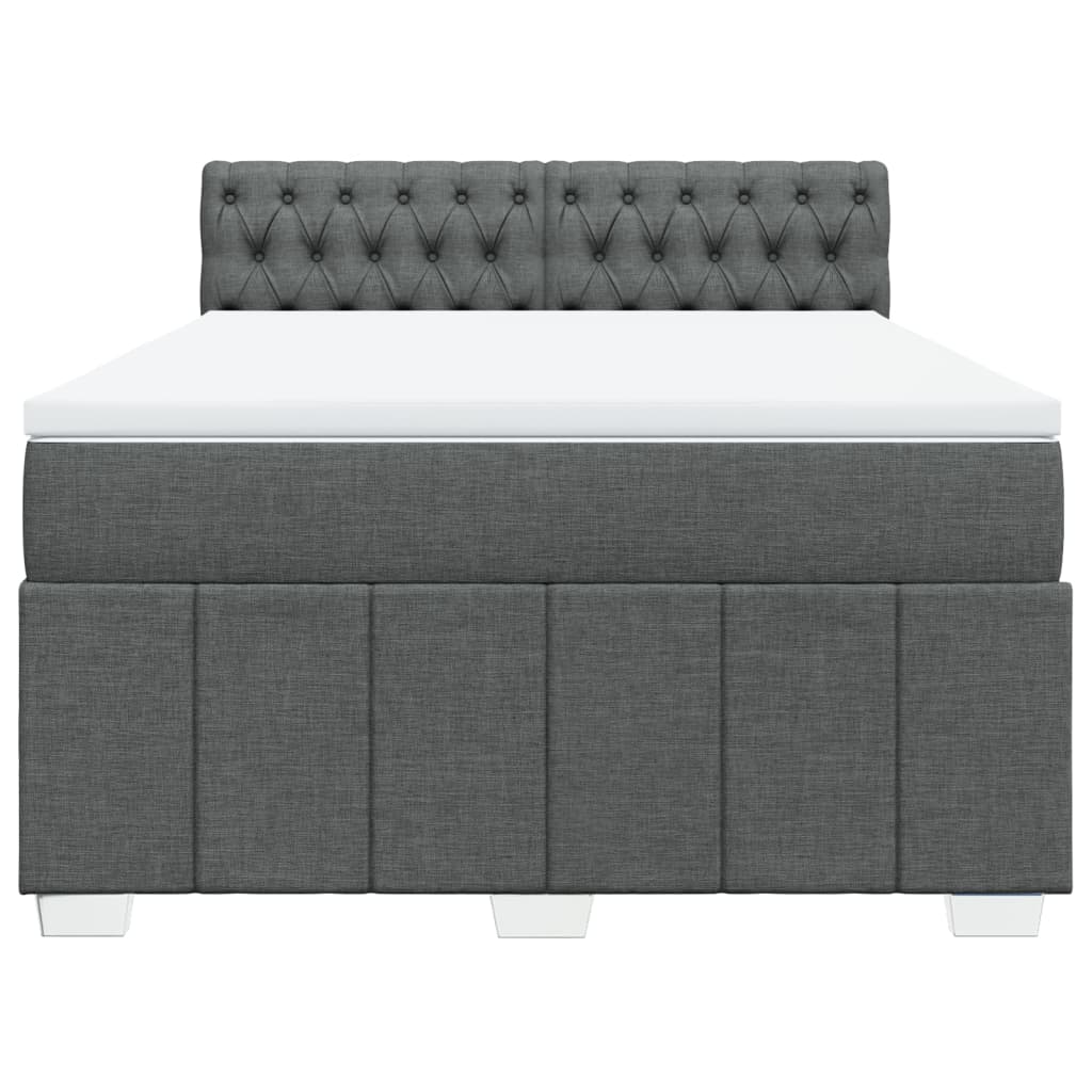 Sommier à lattes de lit avec matelas Gris foncé 140x190cm Tissu - XIOS