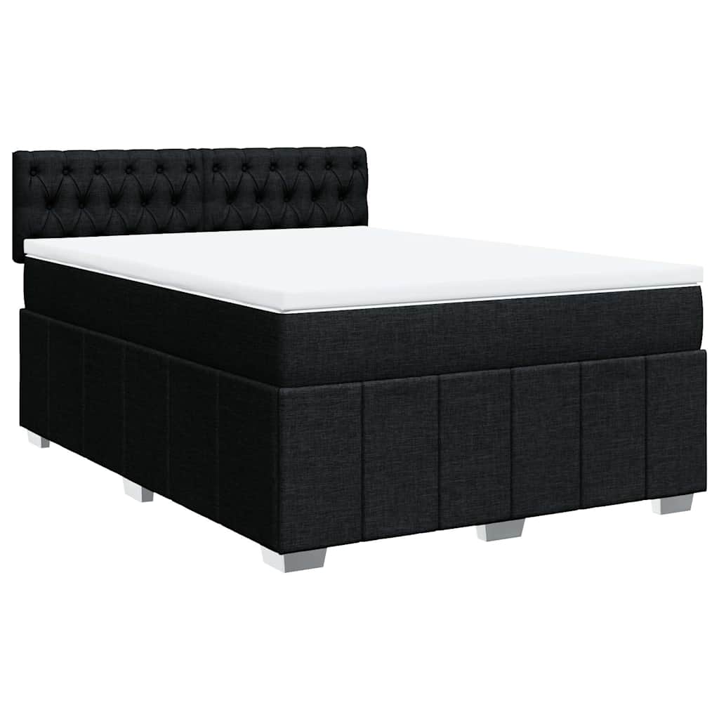 Sommier à lattes de lit avec matelas Noir 140x190 cm Tissu - XIOS
