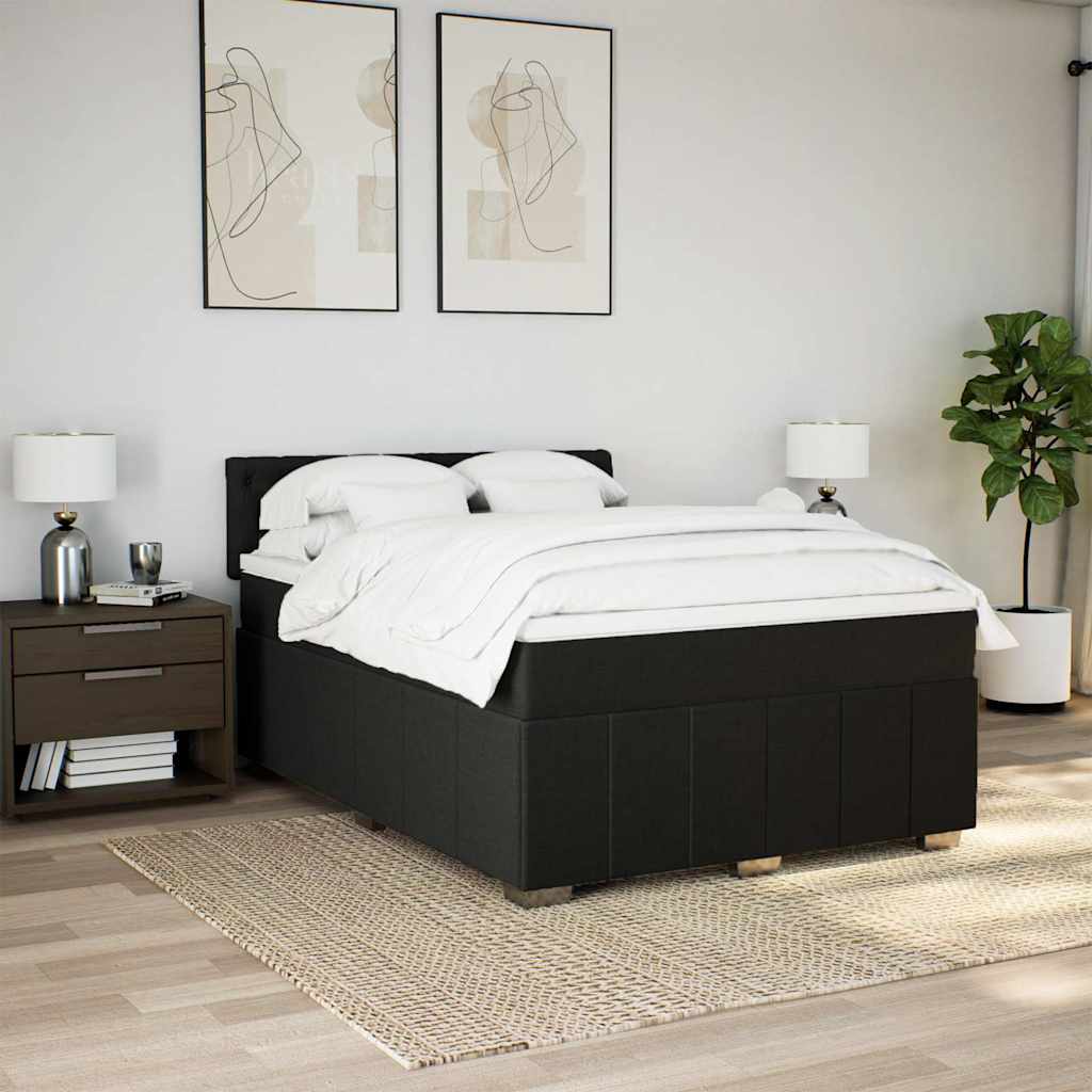 Sommier à lattes de lit avec matelas Noir 140x190 cm Tissu - XIOS