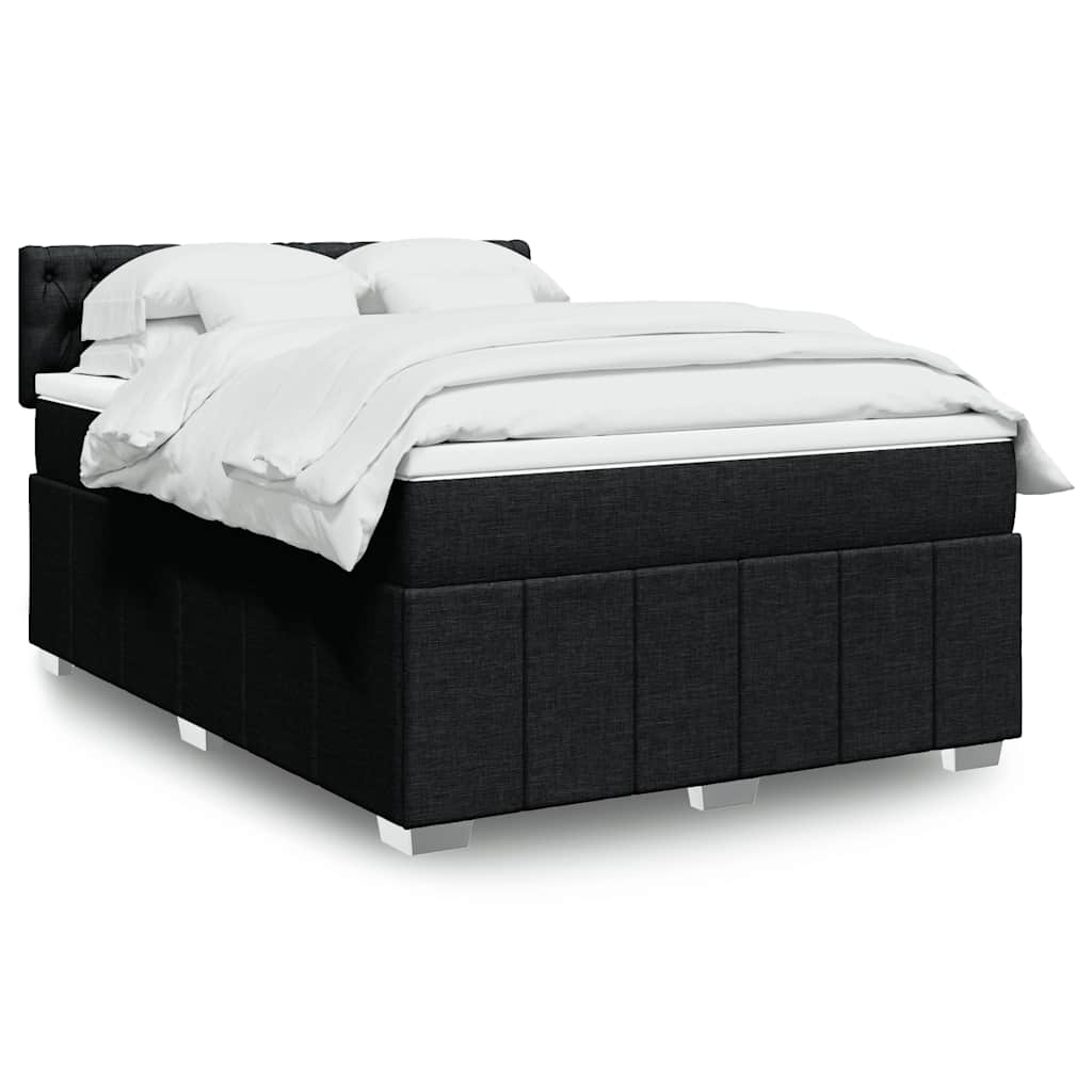 Sommier à lattes de lit avec matelas Noir 140x190 cm Tissu - XIOS