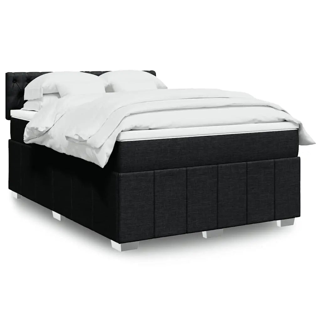 Sommier à lattes de lit avec matelas Noir 140x190 cm Tissu - XIOS