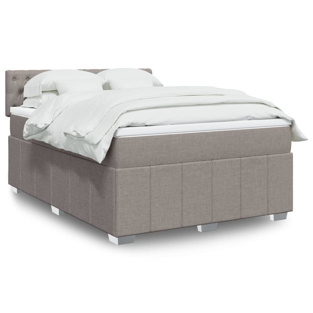 Sommier à lattes de lit avec matelas Taupe 140x190 cm Tissu - XIOS
