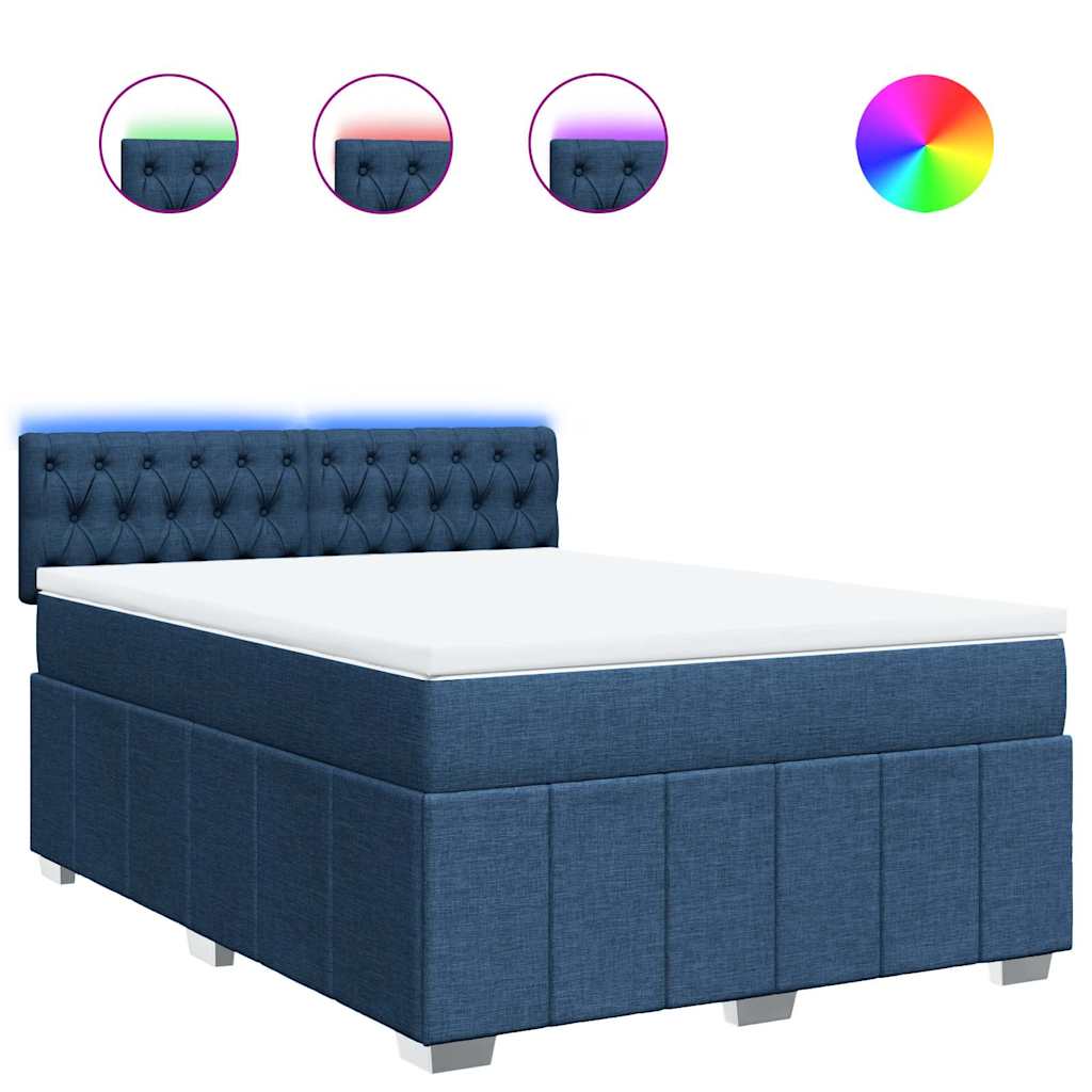 Sommier à lattes de lit avec matelas Bleu 140x190 cm Tissu - XIOS