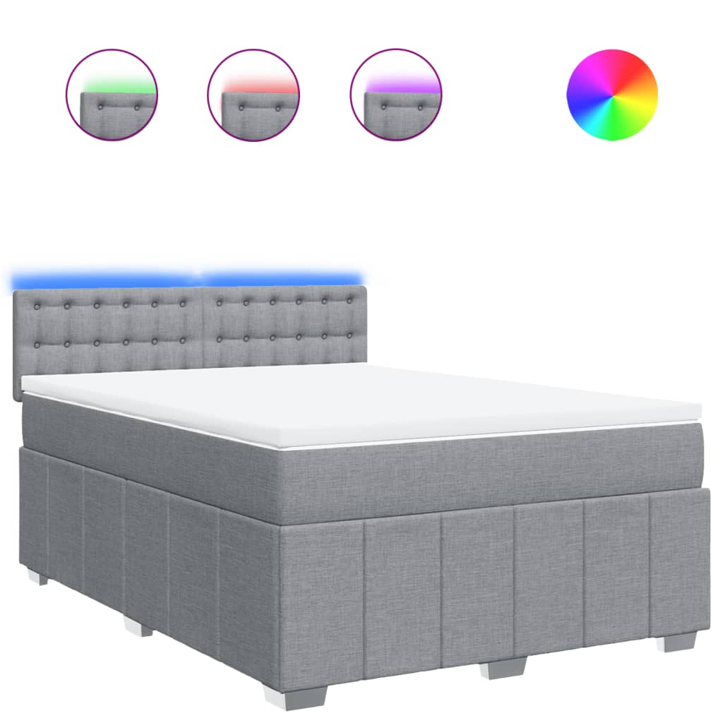 Sommier à lattes de lit avec matelas Gris clair 140x190cm Tissu - XIOS