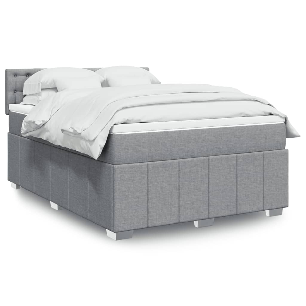 Sommier à lattes de lit avec matelas Gris clair 140x190cm Tissu - XIOS
