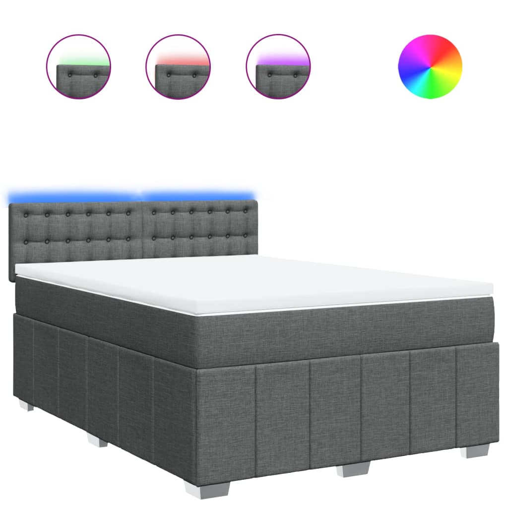 Sommier à lattes de lit avec matelas Gris foncé 140x190cm Tissu - XIOS