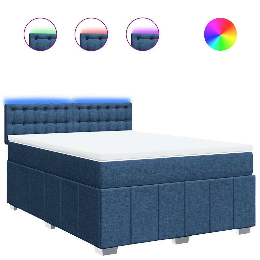 Sommier à lattes de lit avec matelas Bleu 140x190 cm Tissu - XIOS
