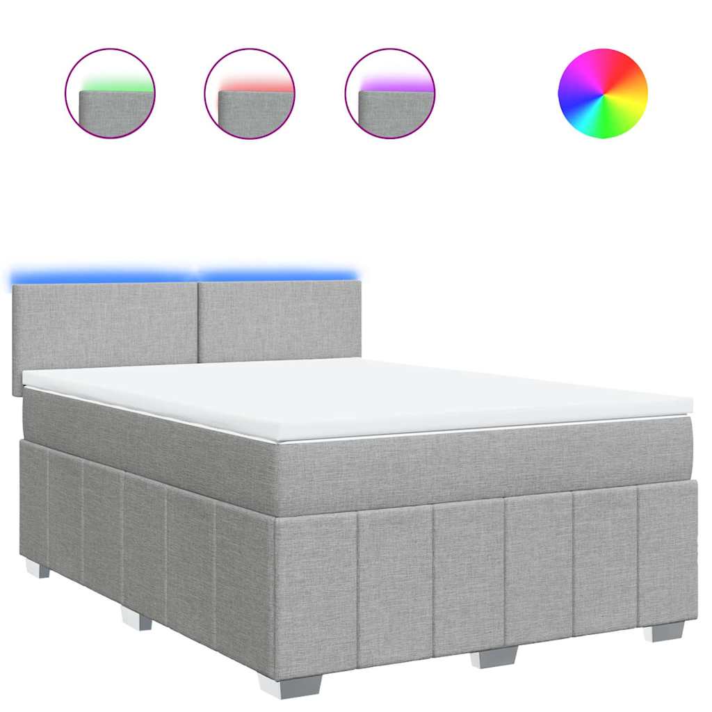Sommier à lattes de lit avec matelas Gris clair 140x200cm Tissu - XIOS