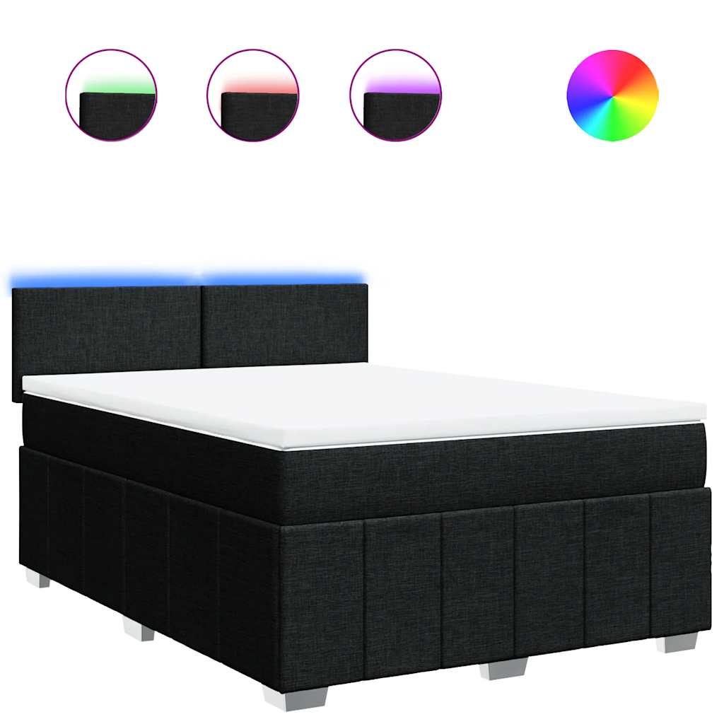 Sommier à lattes de lit avec matelas Noir 140x200 cm Tissu - XIOS