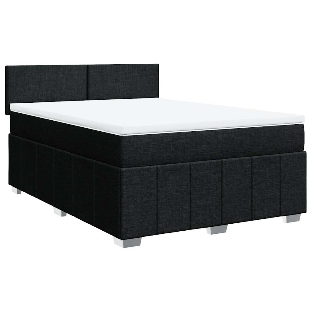 Sommier à lattes de lit avec matelas Noir 140x200 cm Tissu - XIOS