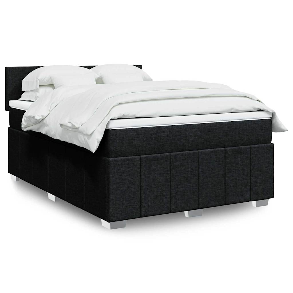 Sommier à lattes de lit avec matelas Noir 140x200 cm Tissu - XIOS