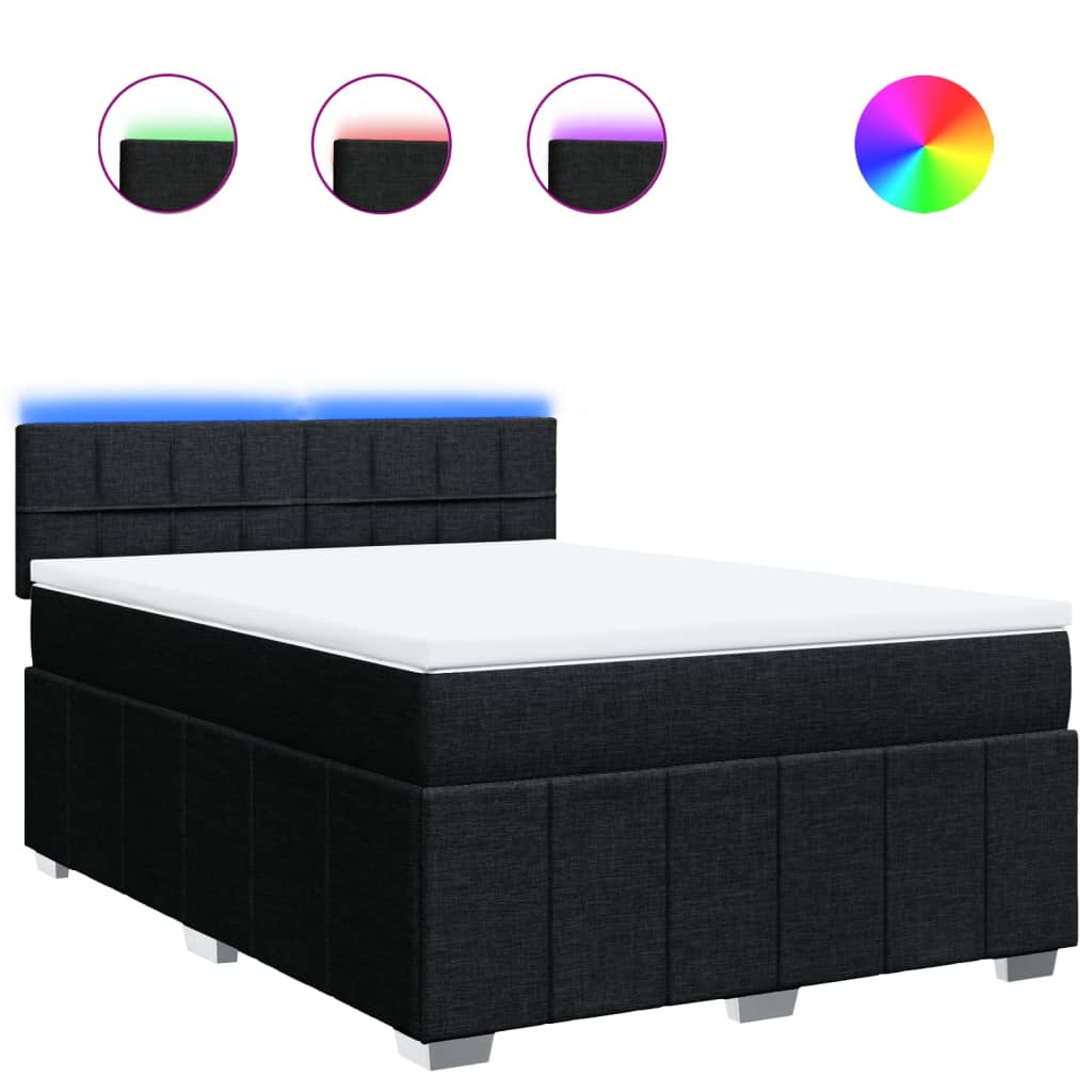 Sommier à lattes de lit avec matelas Noir 140x200 cm Tissu - XIOS