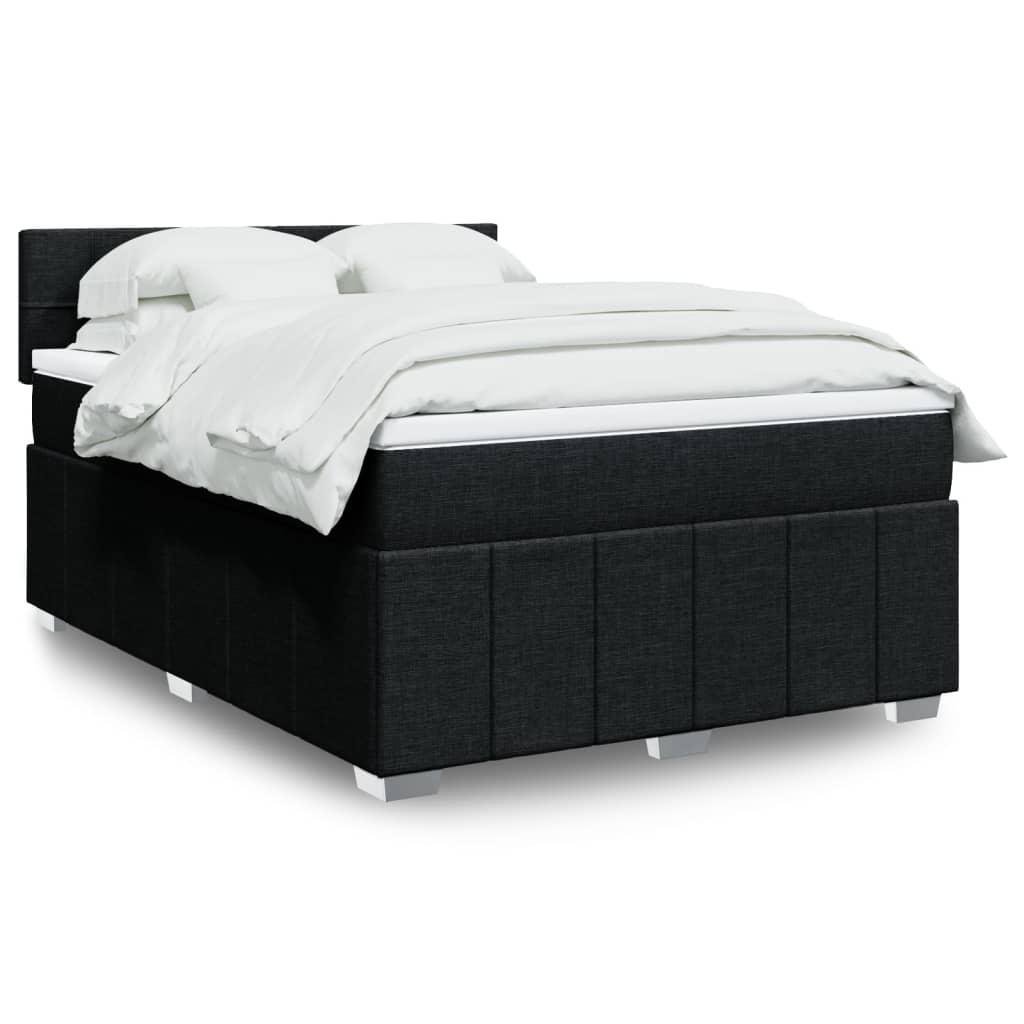 Sommier à lattes de lit avec matelas Noir 140x200 cm Tissu - XIOS