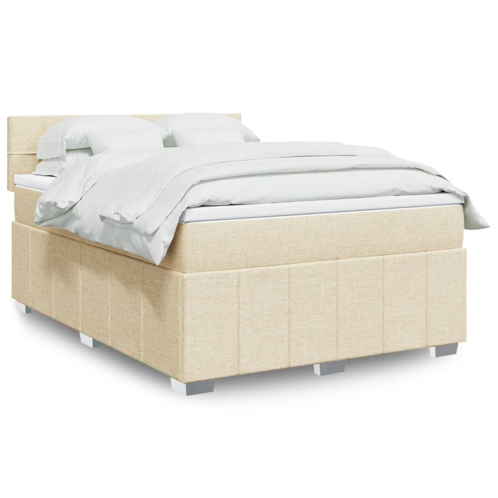 Sommier à lattes de lit avec matelas Crème 140x200 cm Tissu - XIOS