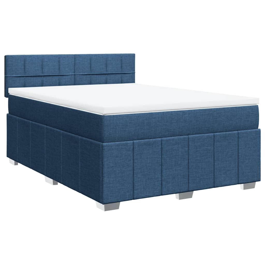 Sommier à lattes de lit avec matelas Bleu 140x200 cm Tissu - XIOS