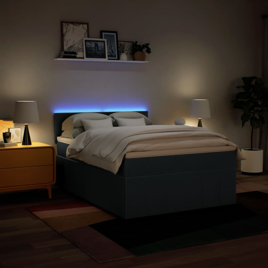 Sommier à lattes de lit avec matelas Bleu 140x200 cm Tissu - XIOS